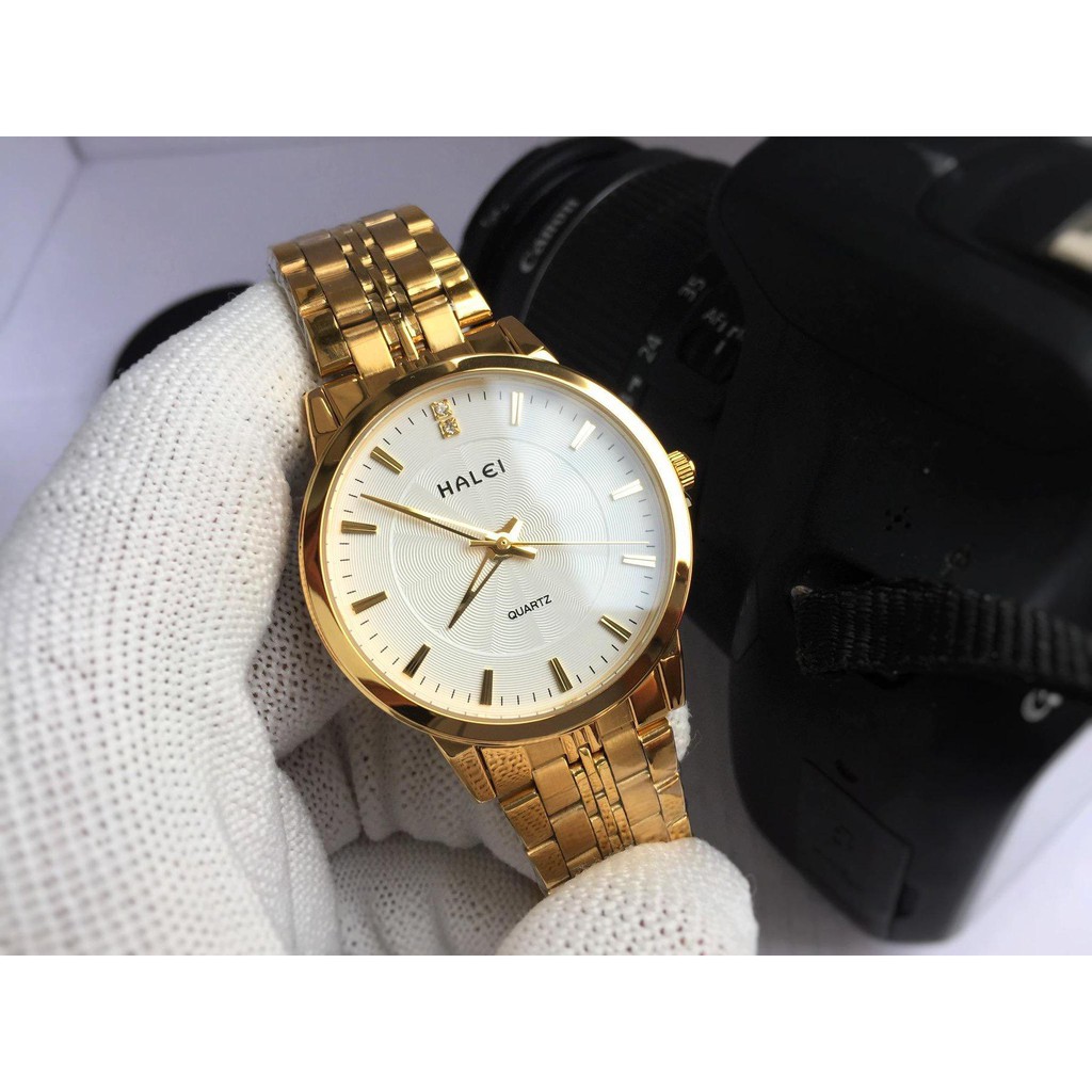 Đồng hồ đôi nam nữ halei 501 đẹp đẽ mặt trắng - Đồng hồ giá tốt