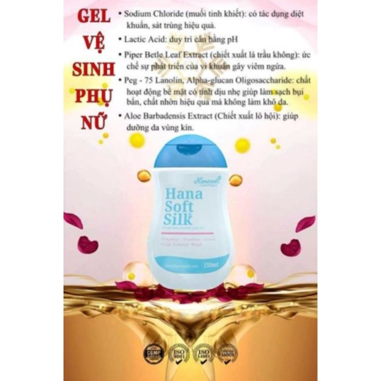 Dung Dịch Vệ Sinh Phụ Nữ, Nước Rửa Vùng Kín Hana Soft Silk 150g