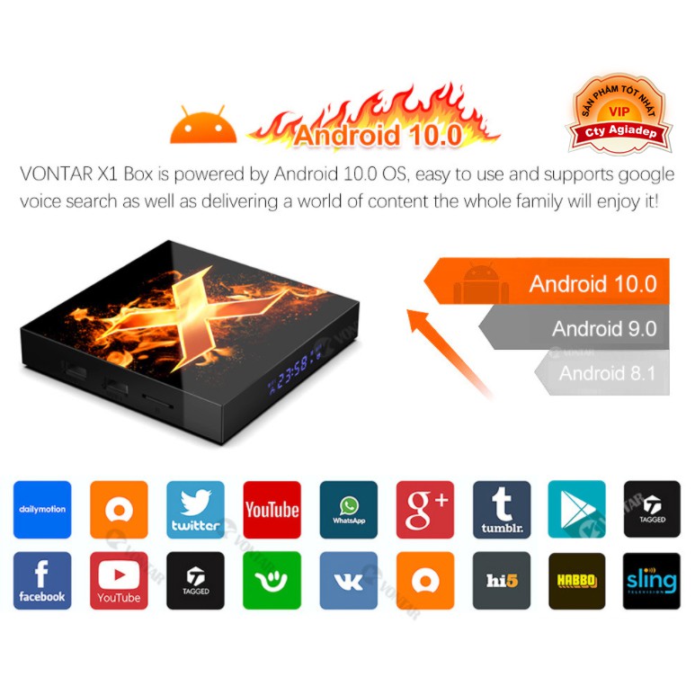 Tivi Box Android 10 có Bluetooth + Nhận dạng giọng nói Voice Vonta Giormani X1