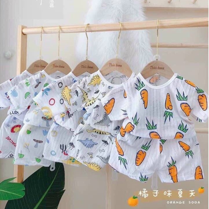 BỘ COTTON GIẤY CỘC TAY CÀI VAI CHO BÉ SƠ SINH ĐẾN 13 KG, GIAO MẪU NGẪU NHIÊN - 𝐁𝐎𝟑