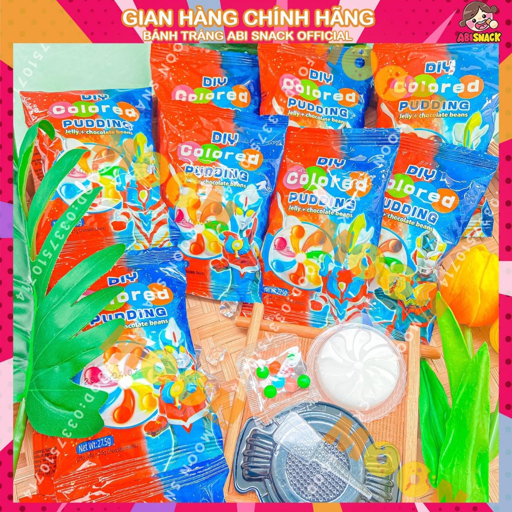 Một gói thạch pudding mix kẹo sắc màu tự làm DIY cho bé siêu dễ thương gói 27.5gam