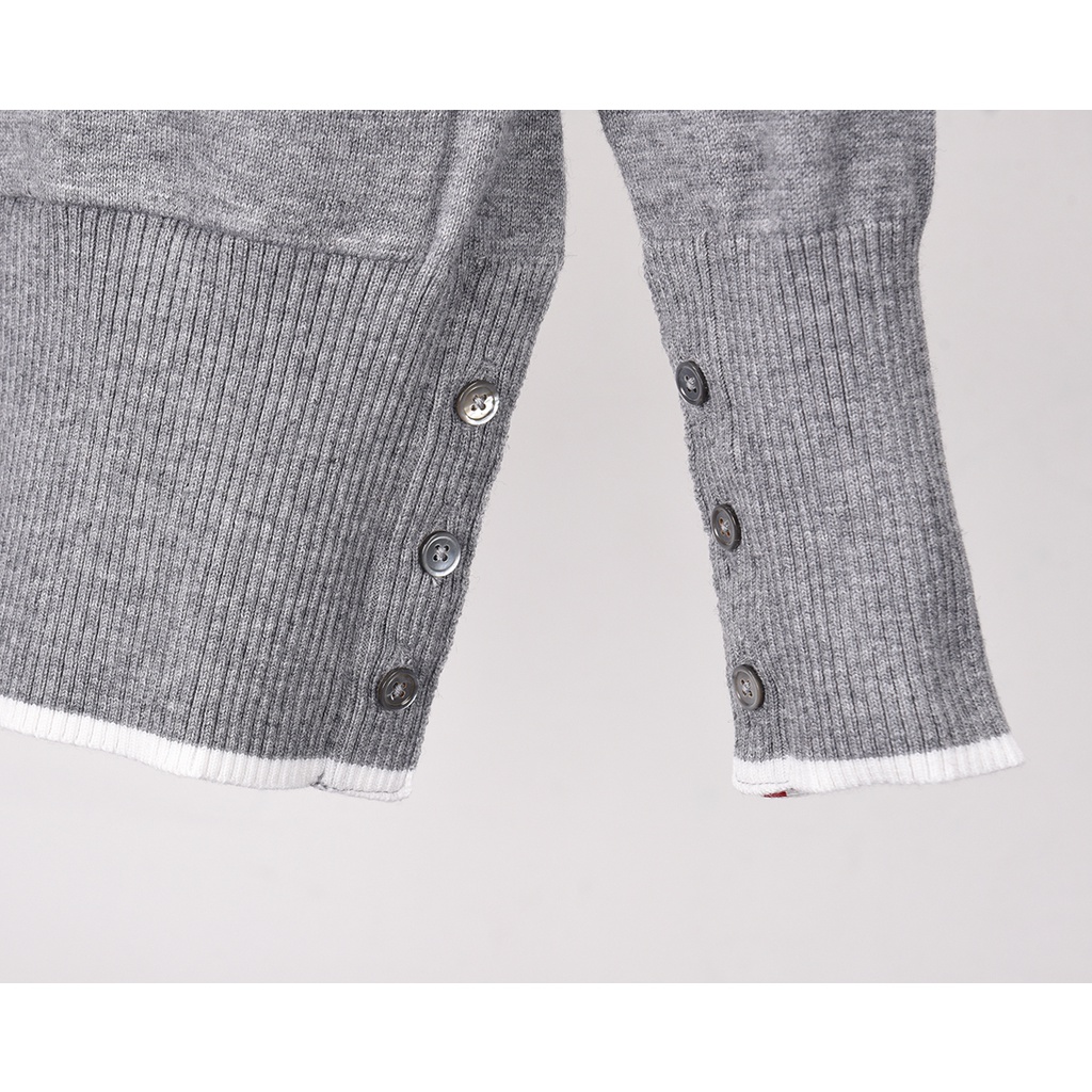 Áo khoác cổ tim Cardigan nam nữ dệt kim Thom Brow.ne 4-Bar 8861 chất vải nỉ len cao cấp thiết kế tay áo kẻ sọc cực sang