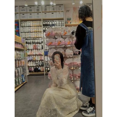 Váy tiểu thư gấm Sài Gòn thêu hoa retro Pháp quốc hoài cổ giảm tuổi nhẹ nhàng Hàn Quốc ullzang kỷ yếu chụp ảnh cưới
