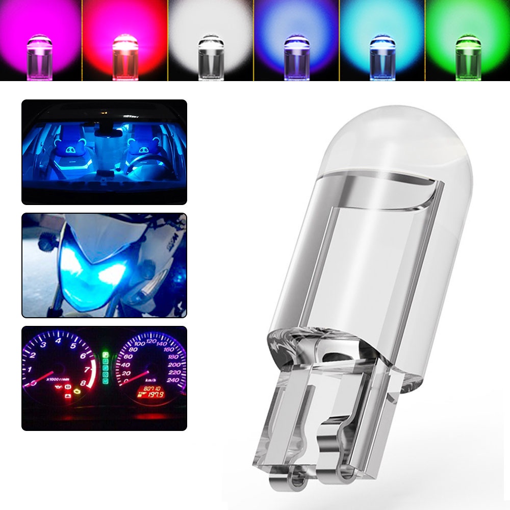 1 Đèn LED W5W 194 T10 Cob 3000K 6000K Ánh Sáng Trắng / Xanh Lá / Đỏ Gắn Biển Số Xe Hơi