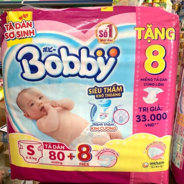 Tã Dán Bobby S(56)Trà Xanh Nhật Bản Thêm 6 Miếng Quần M