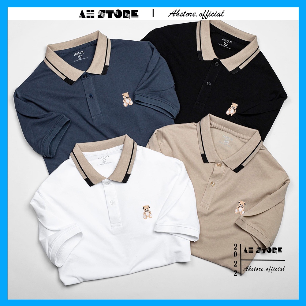 Áo thun POLO nam cổ bẻ Teader họa tiết thêu gấu chất liệu vải cá sấu Cotton mềm mịn chuẩn form  - AH STORE