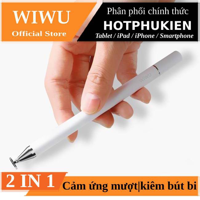 Bút cảm ứng stylus 2 đầu 2 in 1 hiệu WIWU Pencil One cho iPad Pro / iPhone / Android - Hàng chính hãng