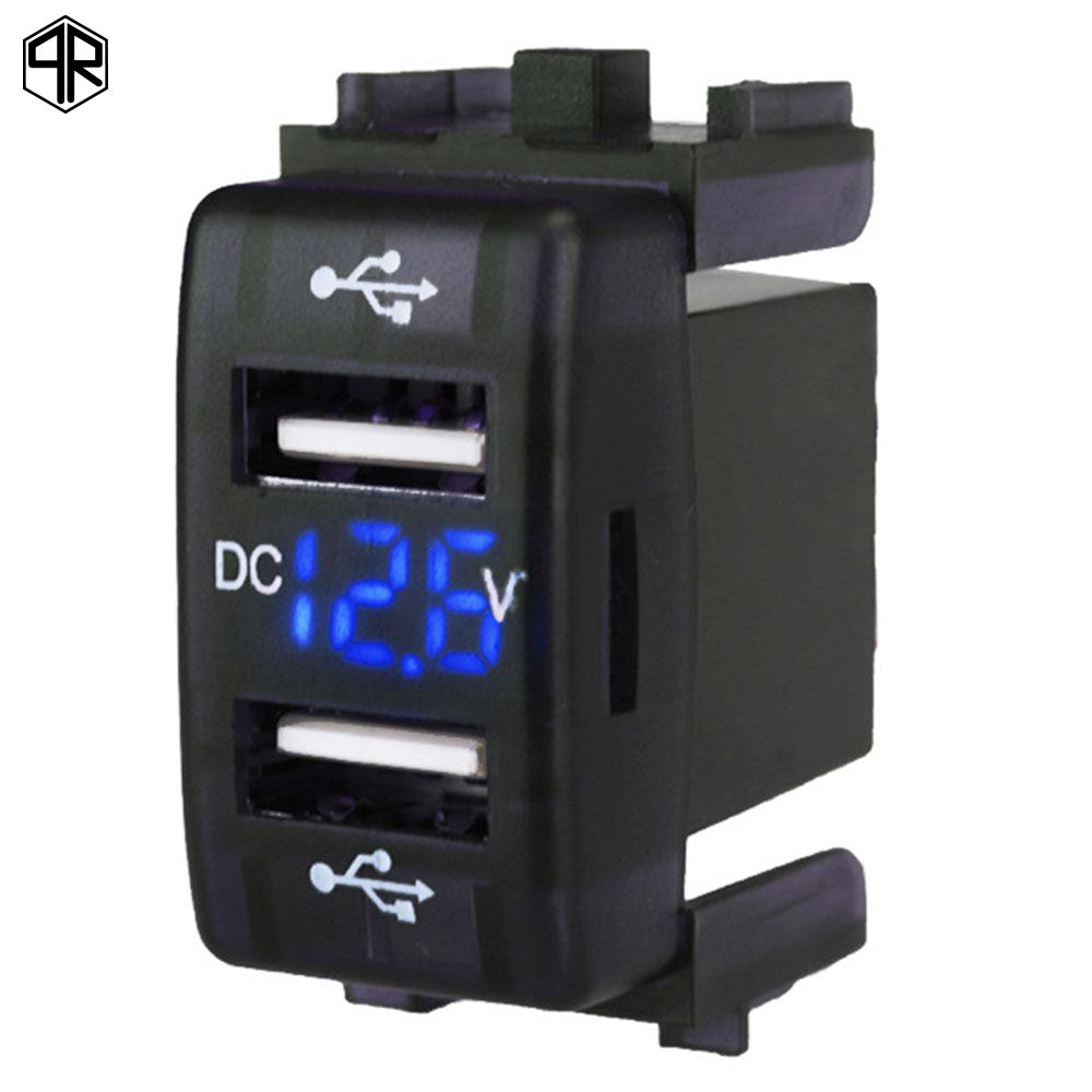 Bộ sạc điện thoại trên xe hơi tích hợp 2 cổng USB DC5V 4.2A và vôn kế hiển thị LED | BigBuy360 - bigbuy360.vn