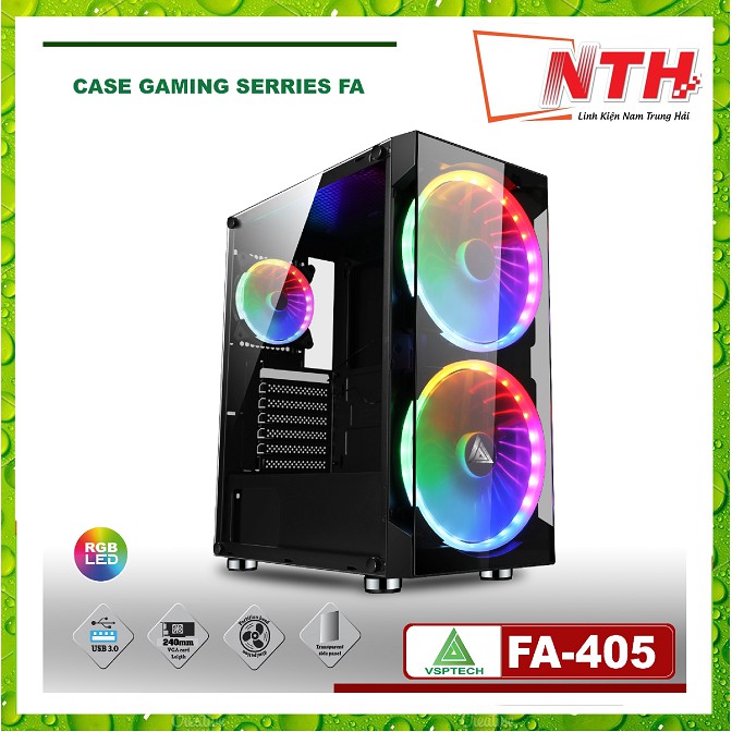 [Mã ELMS5 giảm 7% đơn 300K] Case FA-405 Gaming Có Sẵn Fan 20cm LED ARGB