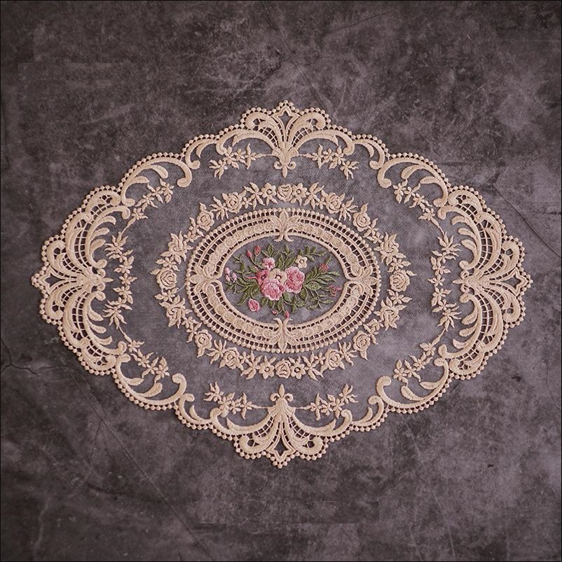 Khăn Trải Bàn Vải Ren Thêu Họa Tiết Phong Cách Cổ Điển Trang Trí Nhà Cửa