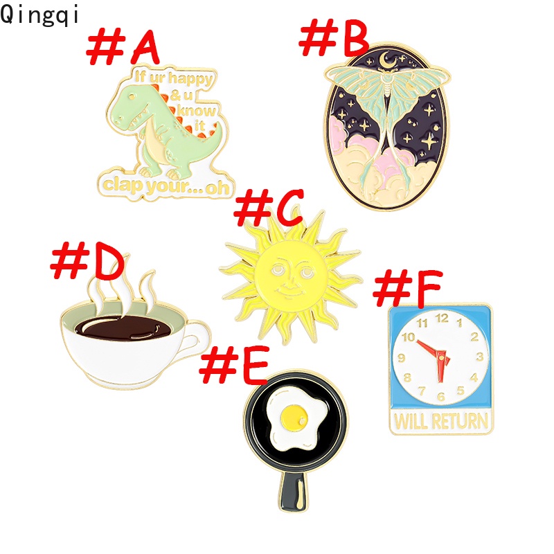 Ghim cài áo Miss Zoe hình trứng chiên tách cà phê ông mặt trời nhiều mẫu tùy chọn hoạt hình ngộ nghĩnh