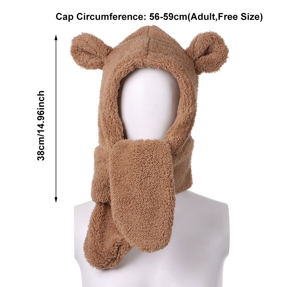 Nón trùm đầu kiêm khăn choàng cổ giữ ấm tai gấu dễ thương thời trang mùa đông cho nữ