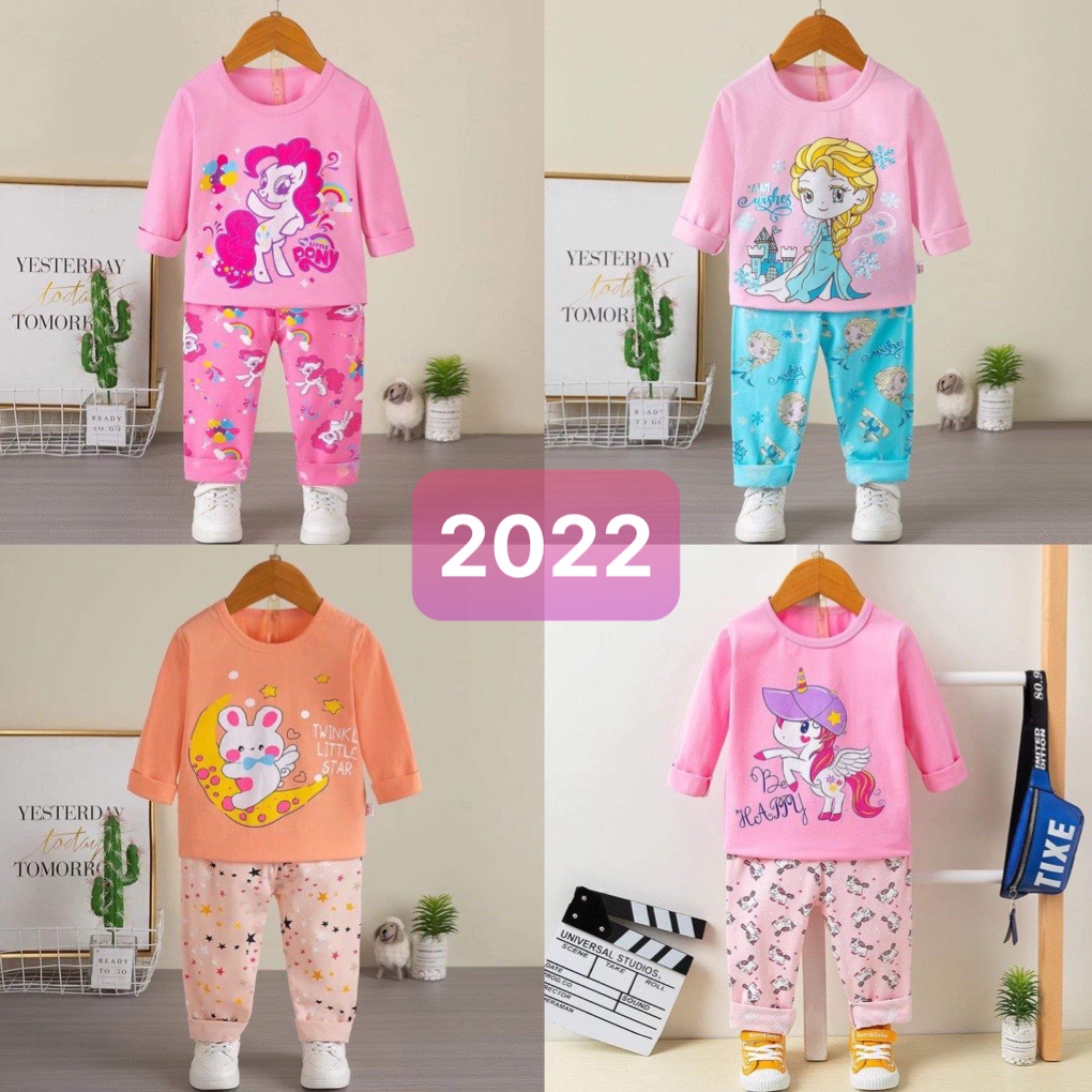 (8-15kg) Đồ bộ quảng châu xuất Hàn cho bé gái - Bộ dài tay thu đông xuất Hàn cho bé gái (chọn mẫu)