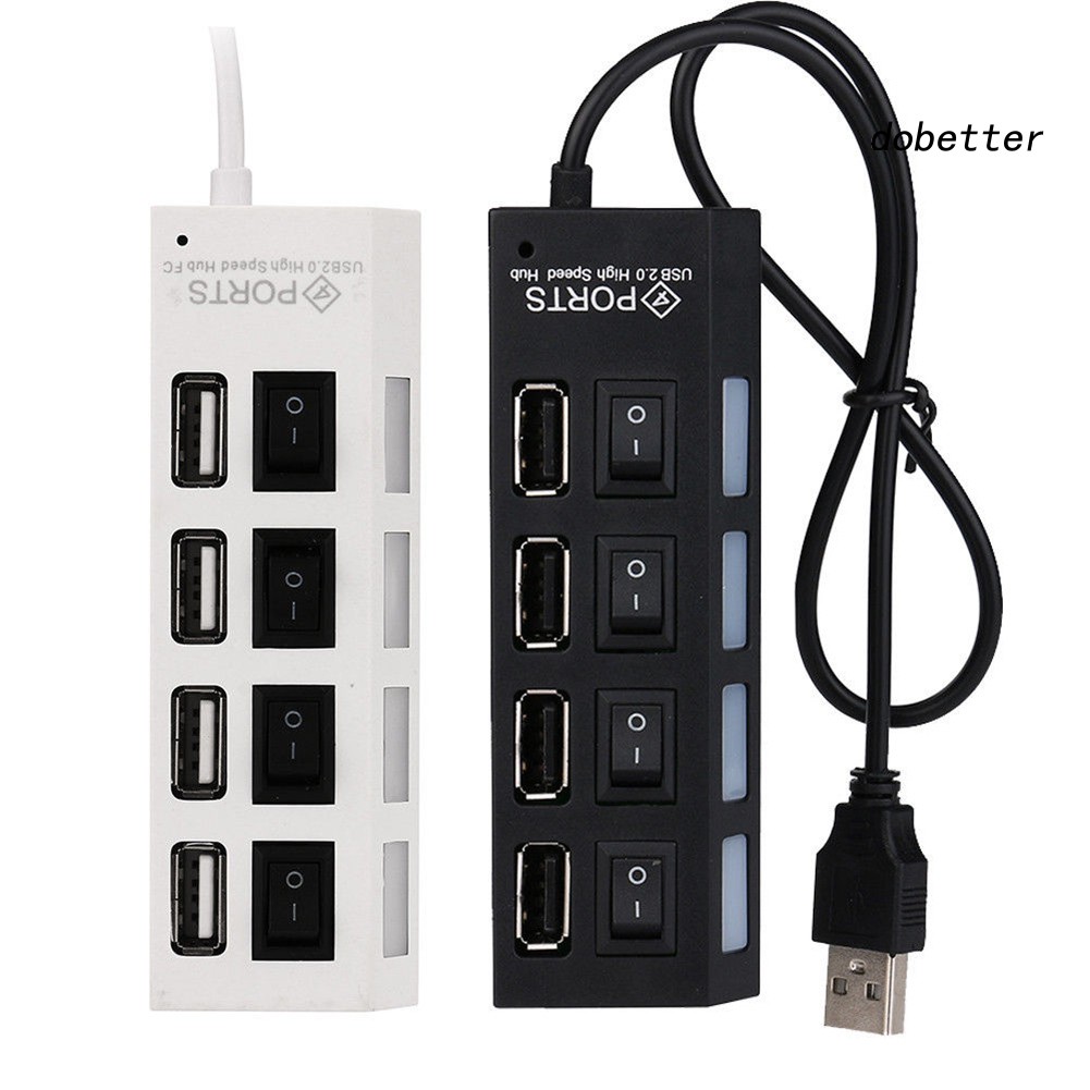 POWER Bộ Chia 4 Cổng Usb 2.0 Tốc Độ Cao Có Công Tắc On / Off Cho Máy Tính