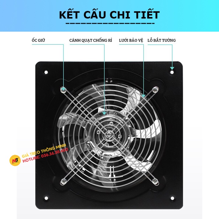 Quạt Hút Mùi Nhà Vệ Sinh , Nhà Bếp , Phòng Ngủ - Quạt Hút Thông Gió Nhà Xưởng FD 250 - 100W / Sức Gió 2100 m3/h