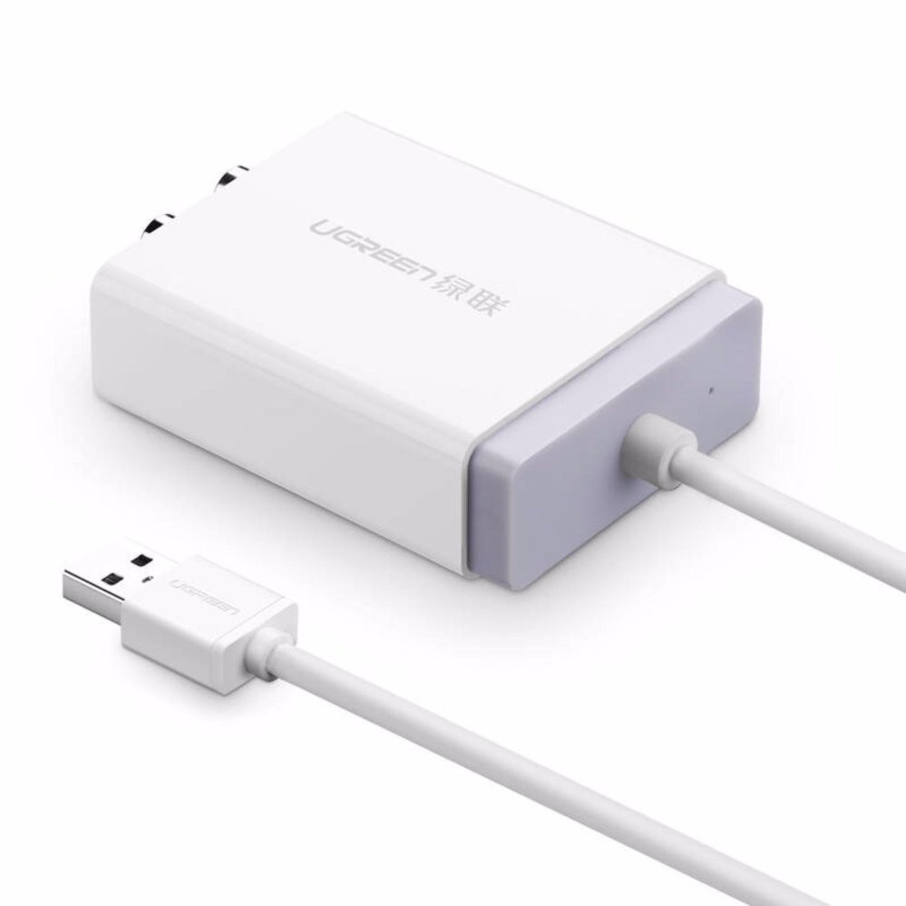 Bộ chuyển âm thanh USB ra 2 đầu 3.5mm (tai nghe+Mic) và 2 đầu hoa sen (RCA) UGREEN 30521