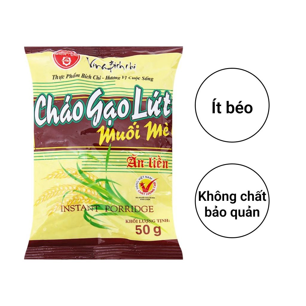 Thùng 50 gói cháo gạo lứt muối mè Bích Chi 50g