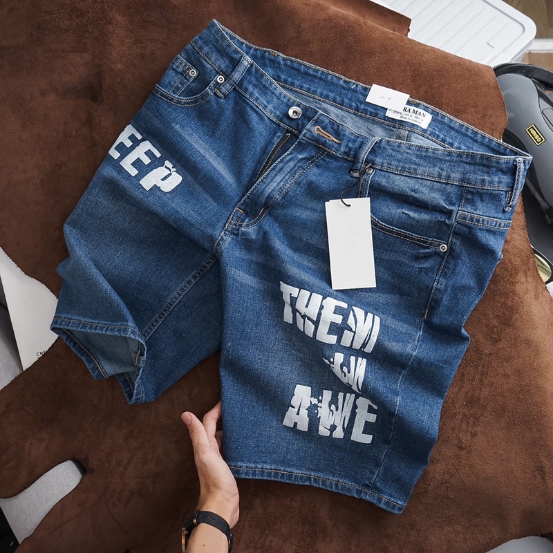 Quần Lửng Short Jean Nam màu nhạt chất bò cao cấp co giãn ôm nhẹ