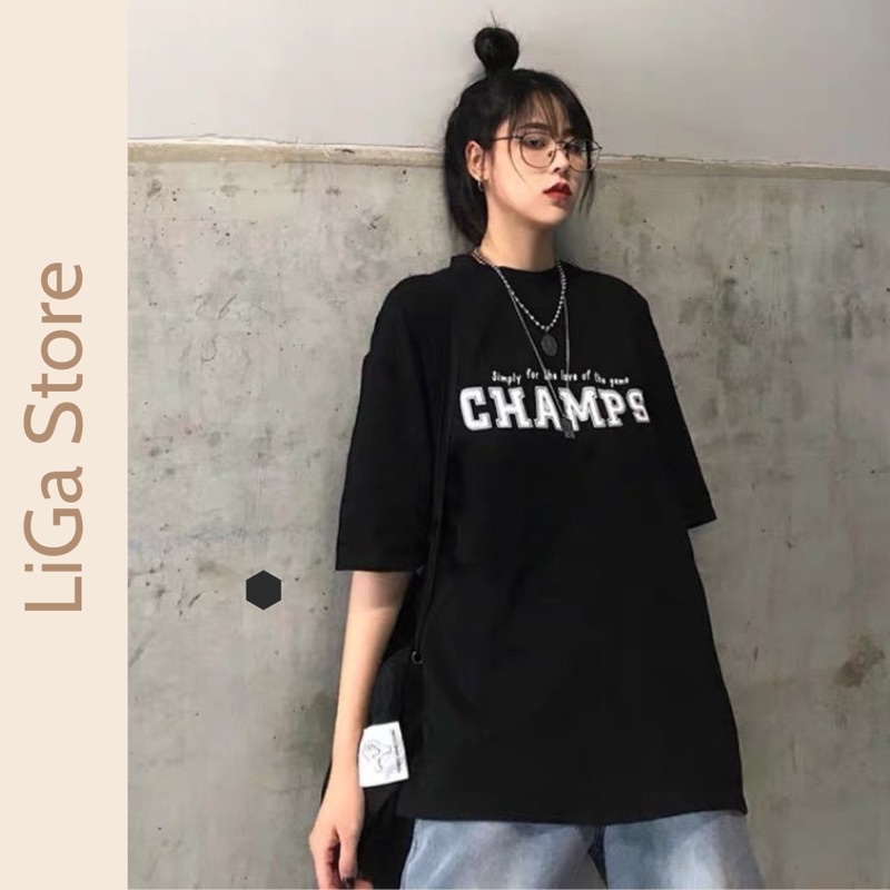 Áo thun Unisex nam nữ form rộng, tay lửng Champs