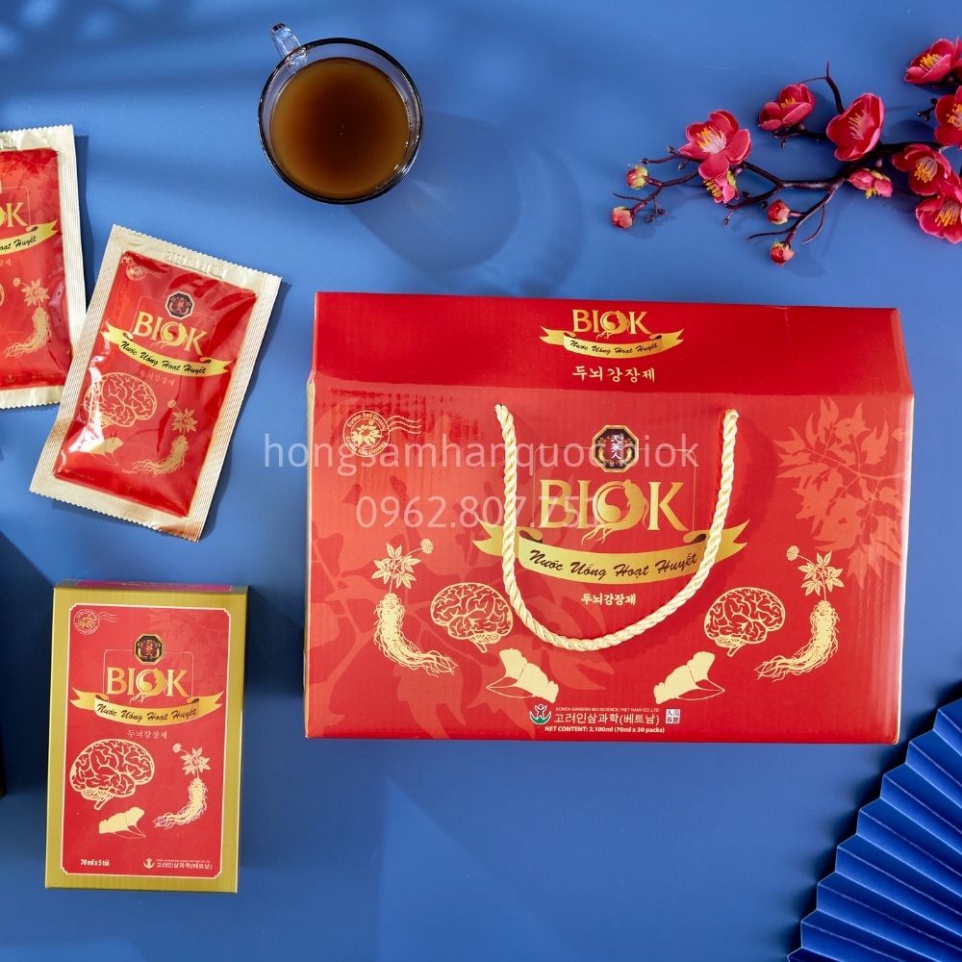 Nước uống hoạt huyết dưỡng não Hàn Quốc BIOK 30 gói 70ml, Thực phẩm hỗ trợ lưu thông máu, tăng tuần hoàn máu bổ não [ Hà