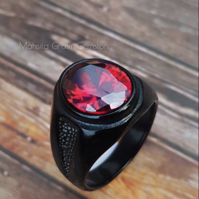 Nhẫn Đính Đá GARNET Đỏ Đặc Biệt Cho Nam