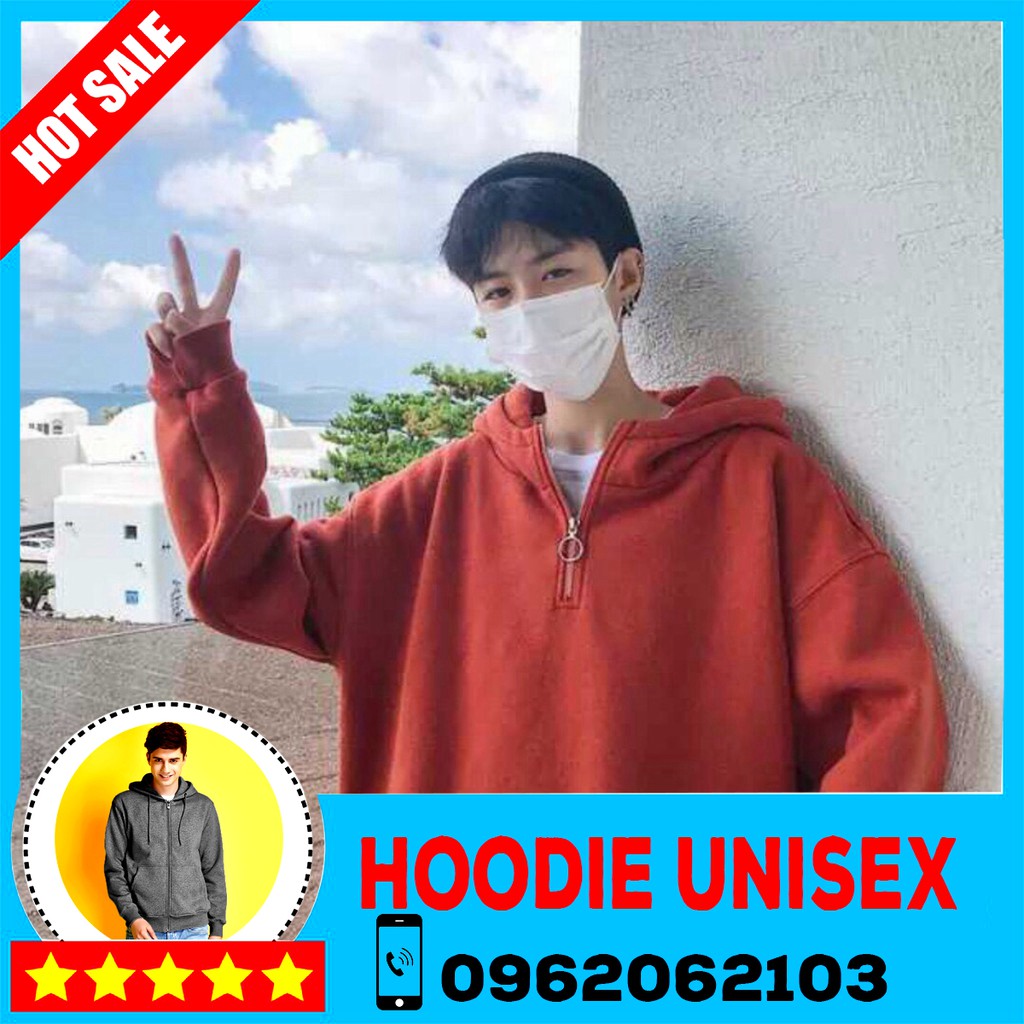 (HOOIDE) Áo Hoodie Trơn Phối Zip 3 Màu 4size M,L,XL,XXL ( kèm ảnh thật ) | BigBuy360 - bigbuy360.vn