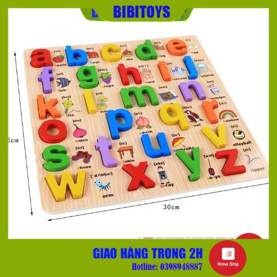 Đồ chơi bảng chữ cái nổi tiếng Anh 30x30Cm họa tiết minh họa phiên âm cho bé