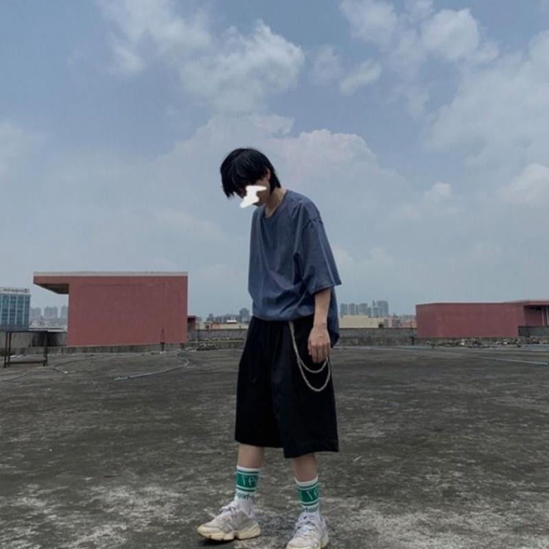 Quần Short Ống Rộng Phối Dây Xích Phong Cách Nhật Bản Thời Trang Mùa Hè Dành Cho Nam Và Nữ