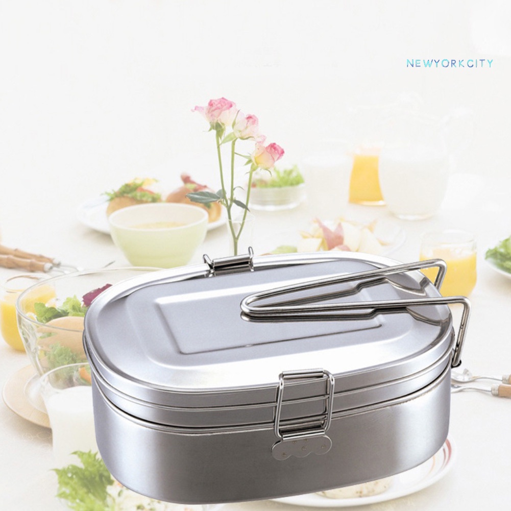 Hộp Đựng Thức Ăn Trưa Hình Chữ Nhật Bằng Thép Không Gỉ