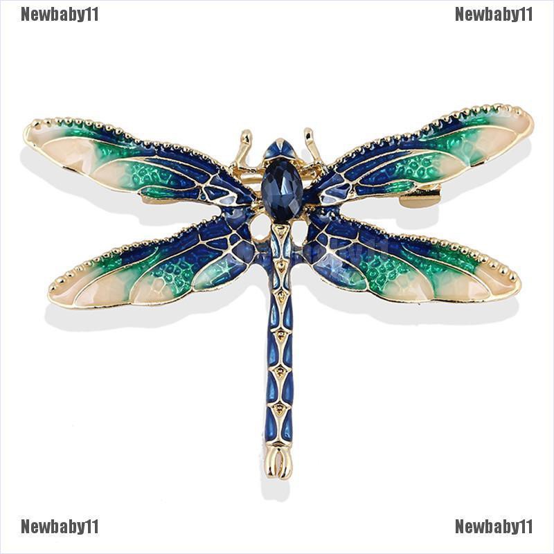 Ghim Cài Áo Hình Chuồn Chuồn Đính Đá Tráng Men