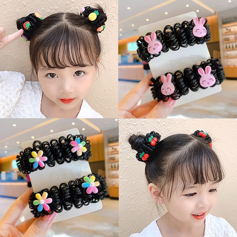 Dây Cột Tóc Cao Su Đính Bóng Lông Không Gây Đau Thời Trang Cho Bé Gái
