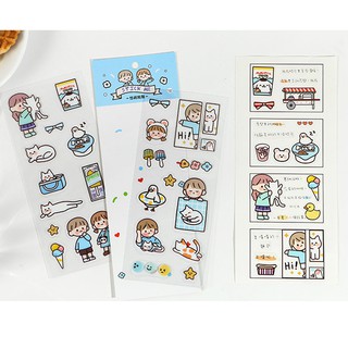 Gói 2 tờ sticker chủ đề nhân vật dễ thương