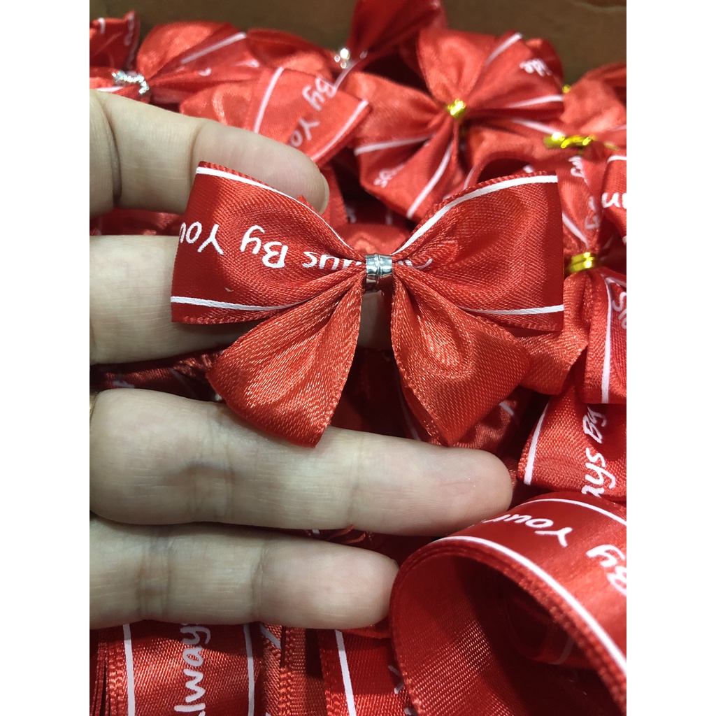 Nơ ruy băng lụa trang trí hộp quà, rượu tết, đồ handmade