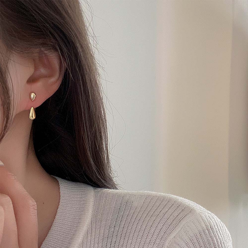 Bông tai hình giọt nước hai chiều bằng hợp kim 925 phong cách Hàn Quốc thời trang cho nữ
