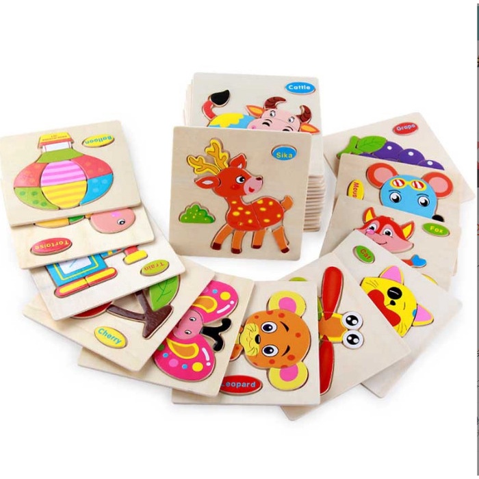 Đồ Chơi Xếp Hình Lắp Ráp Tranh Ghép Gỗ 3D Nhiều Hình Ngộ Nghĩnh Cho Bé Phát Triển Trí Tuệ