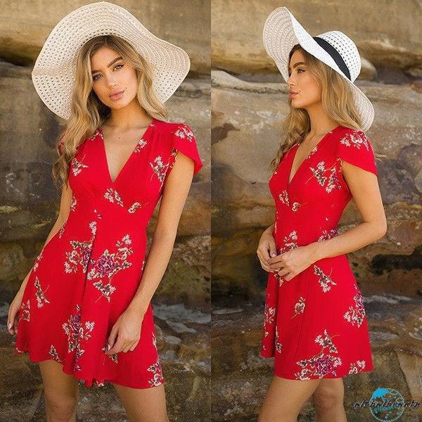 ★HZLThời trang váy ngắn mùa hè có họa tiết hình hoa dành cho nữ