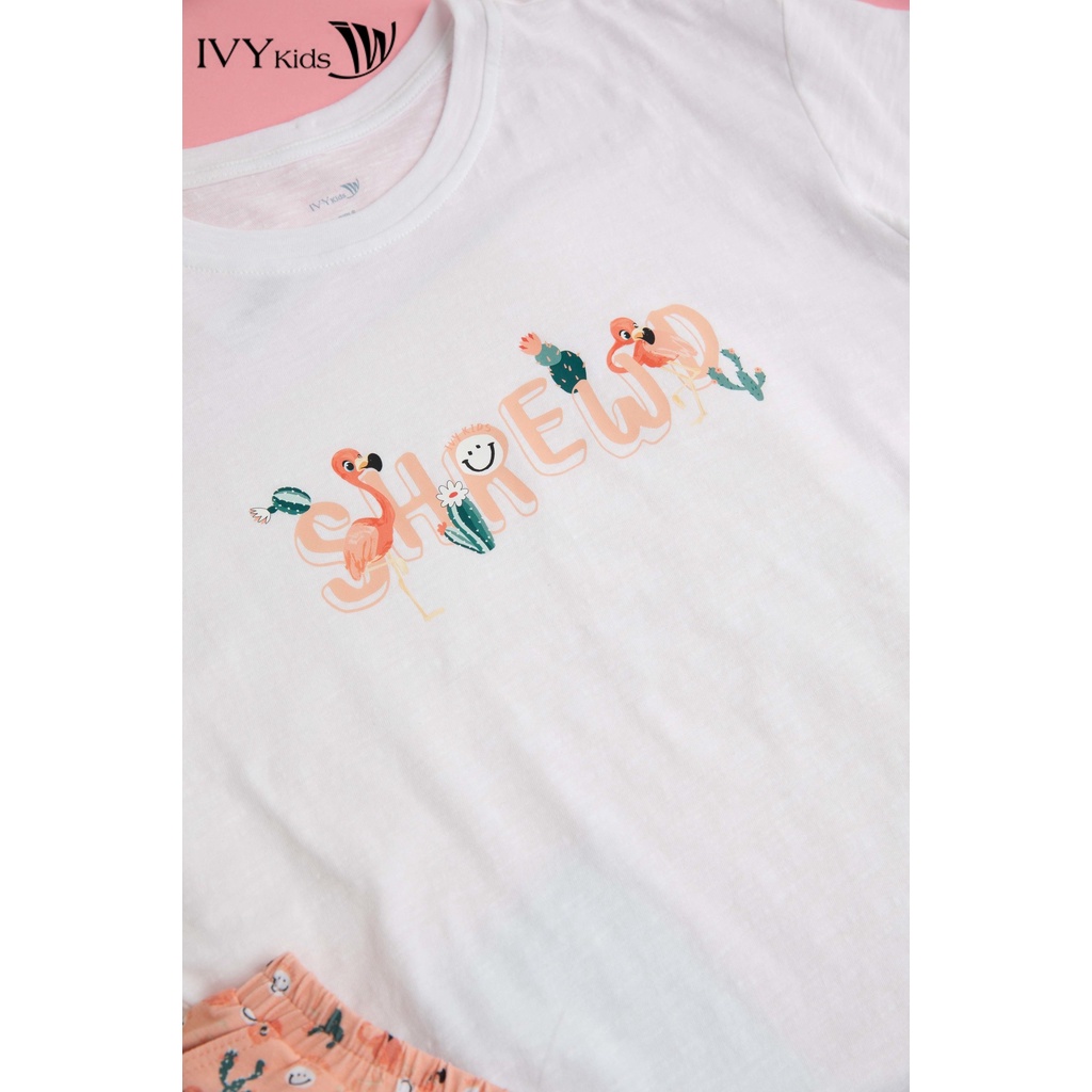 Bộ đồ thun in họa tiết bé gái IVY moda MS 57G1568