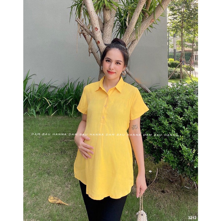 [SIZE 40-80KG] Áo bầu trắng cổ sơ mi công sở vải đũi cao cấp thoáng mát lịch sự 1 lớp độ dày vừa phải có size 80kg