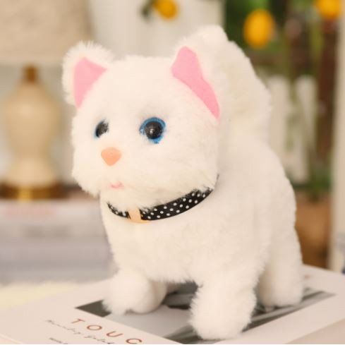 Đồ chơi chú Mèo bông trắng biết đi, biết kêu meo meo, biết vẫy đuôi siêu cute giúp bé thân gần gũi với con vật