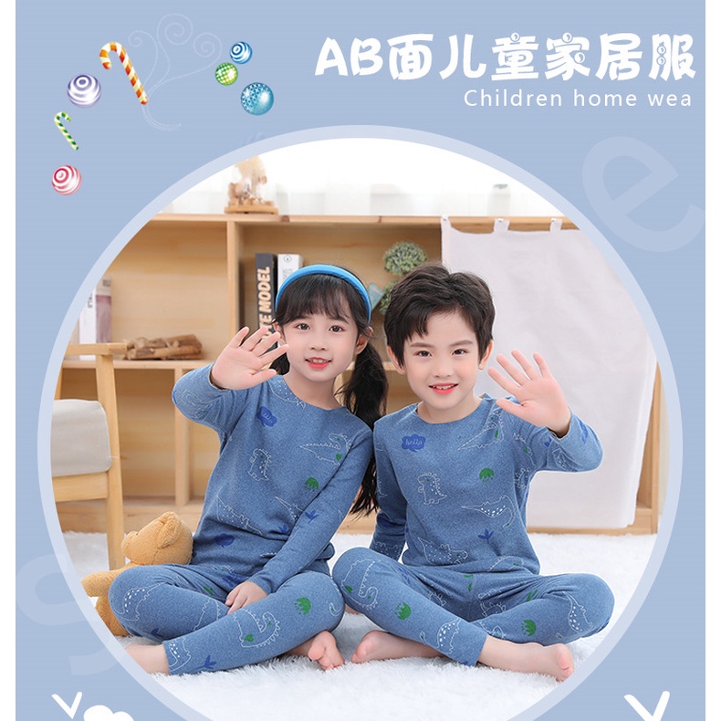 Bộ Đồ Ngủ Không Đường May 100-160cm Giữ Ấm Mùa Thu Đông Cho Bé