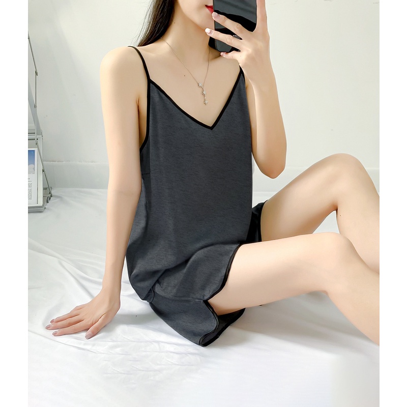 Bộ đồ ngủ nữ 2 dây Timo cao cấp chất cotton lụa đẹp mặc nhà form rộng quần ngắn dễ thương, sexy BNN005