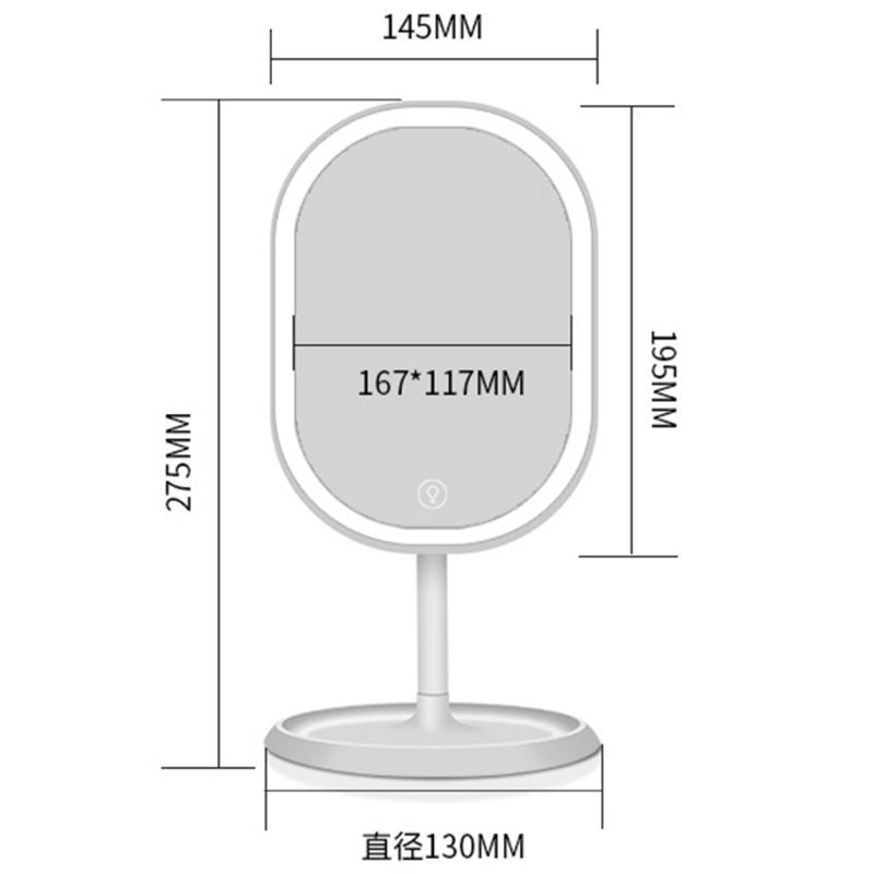 Gương Trang Điểm Để Bàn Xoay 180 Độ Có Đèn LED Sạc USB Tiện Lợi