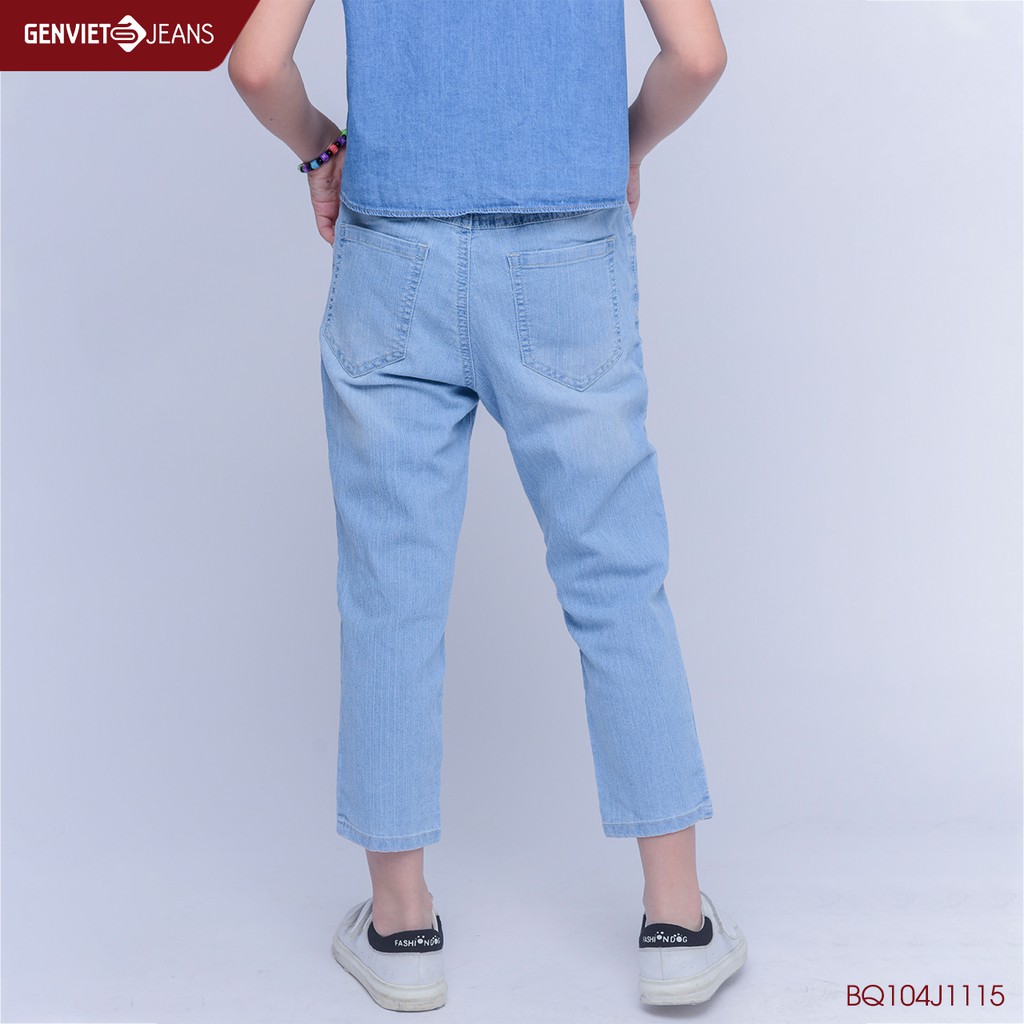 Quần Dài Jeans Bé Gái Phối Họa Tiết Sao GENVIET KIDBQ104J1115