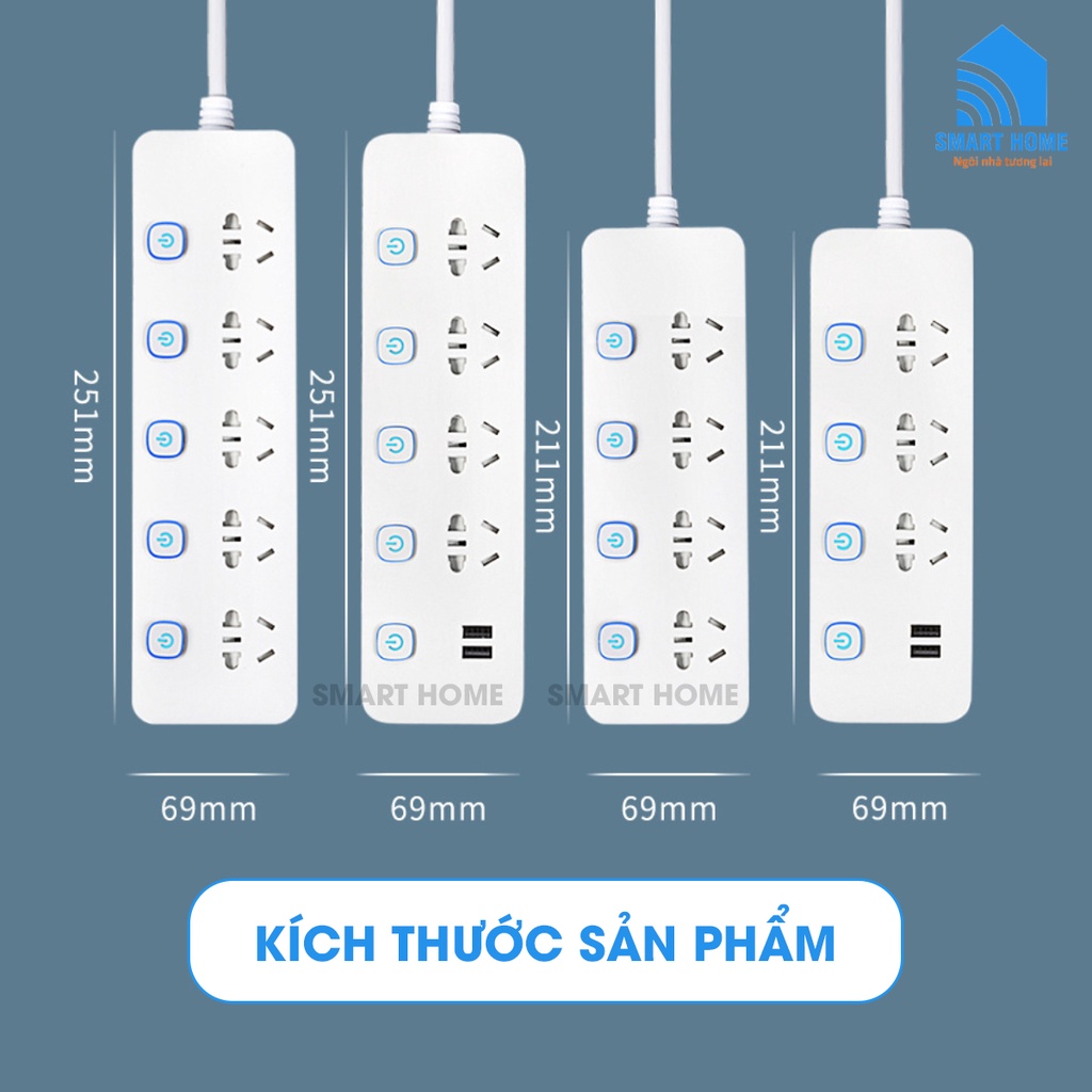 Ổ Cắm Điện Đa Năng Có Cổng Sạc USB, Chống Giật, Có Đèn Báo, An Toàn Trẻ Nhỏ Phích Cắm 3 Chân