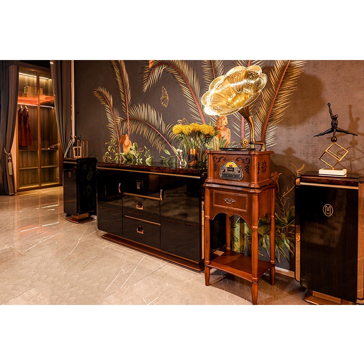 MÁY PHÁT NHẠC LOA KÈN ĐỒNG  NGHE NHẠC QUA ĐĨA THAN BLUTOOTH, USB, ĐÀI FM