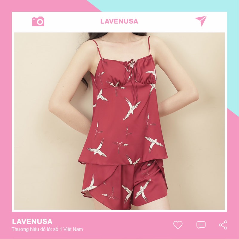 Bộ ngủ nữ lụa 2 dây mùa hè cao cấp nhẹ nhàng nữ tính Mialala LAVENUSA QA03