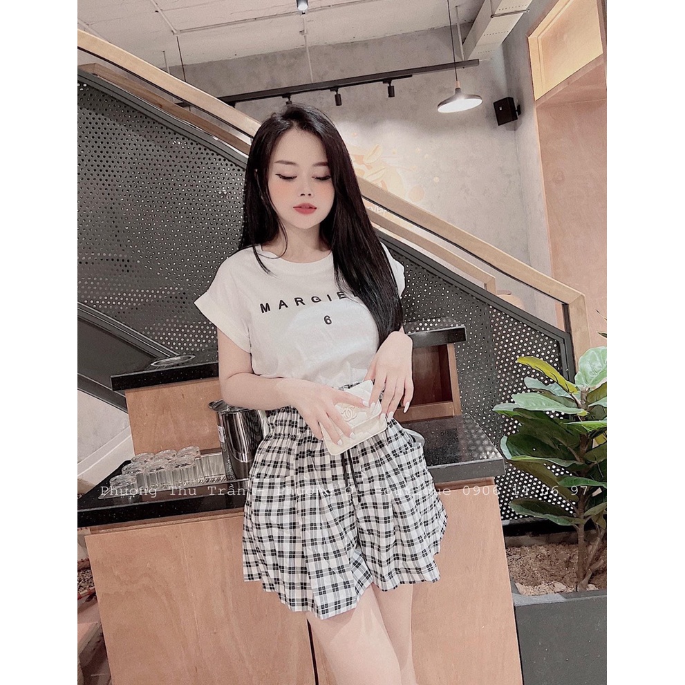Set sơ mi tay dơi quần kẻ đùi DN267