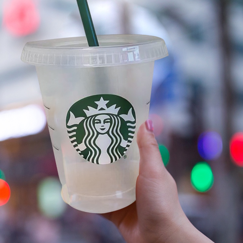 Bình Nước Starbucks Có Ống Hút Trong Suốt Dung Tích 473ml / 16oz