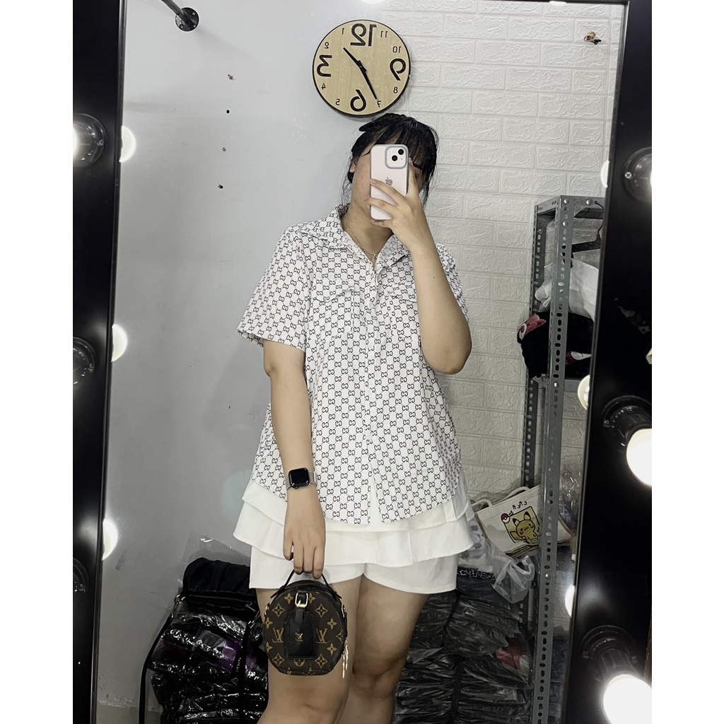 [Mã SKAMFSW175 giảm 10K đơn 50K] Áo sơmi nữ hoạ tiết bigsize từ 65 đến 90kg (ảnh mẫu chụp tại shop) | BigBuy360 - bigbuy360.vn