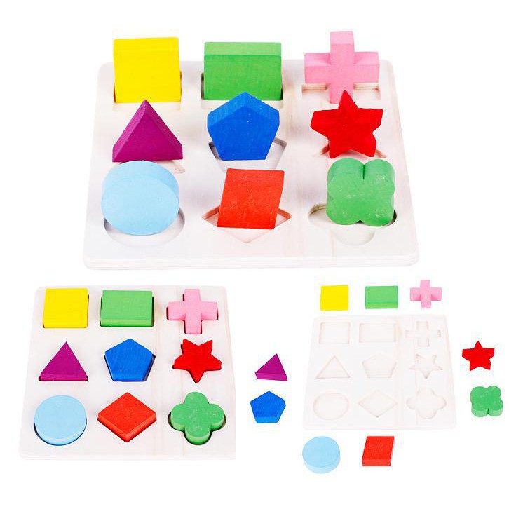 Đồ Chơi Gỗ Montessori Lắp Ghép Hình Học Giáo Dục Cho Bé